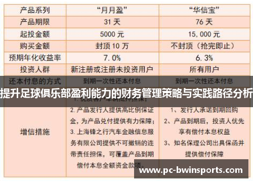 提升足球俱乐部盈利能力的财务管理策略与实践路径分析